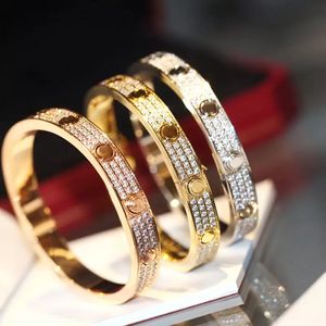 Brazalete de diamantes lleno de amor Destornillador Pulsera de mujer Pareja Brazalete de diamantes dorados Joyería de moda Regalo del día de San Valentín para novia Propuesta de boda con caja