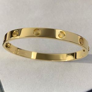 Bracelet en or Love Au 750 18 K ne se décolore jamais taille 16-21 avec boîte avec tournevis réplique officielle bijoux de marque de luxe de qualité supérieure pre217u