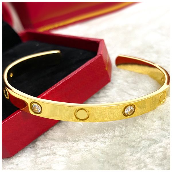 Bracelet d'amour en or et diamant pour femme, bracelet d'amour de styliste, classique, à vis ouverte, unisexe, en acier inoxydable de haute qualité, cadeaux de couple