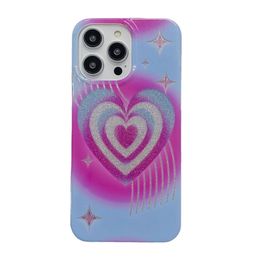 Love gradient glitter poeder mobiele telefoon kist voor iPhone 14 plus 13 11 12 pro max luxe cover met dubbelzijdige bedekking en schokbestendig