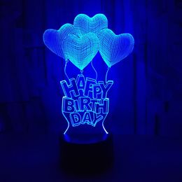 Liefde Hart 3D Nachtverlichting LED-vakantie Creatieve Touch Desktop Kerst Tafellamp Gelukkige Verjaardag Romantische Valentijnsdag Gift