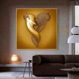 Amor Corazón Arte de la pared 3D Figura de metal abstracta Escultura Lienzo Pintura Colgante Núcleo de lona para decoración de la oficina en el hogar Pegatinas de pared H11289T