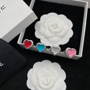 Love Heart Band Rings Candy Color Silver Compated Designer Ring Ins Style Bague paar Anello Brass Materiaal voor mannen Liefhebbers Geschenk paar sieraden