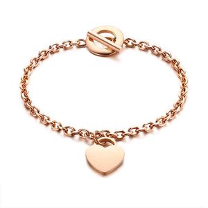 Bracelets porte-bonheur coeur d'amour pour femmes bijoux pour femmes à la mode cadeaux personnalisés Bracelet à maillons en acier inoxydable
