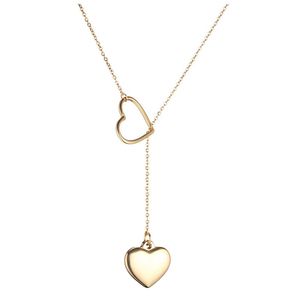 LOVE Heart Double Sliding Design Pendants en acier inoxydable Colliers pour les femmes Gift de bijoux féminins de la Saint-Valentin 2019