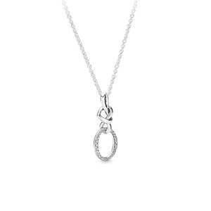 Love Heart Knot Circle hanglagige ketting voor Pandora 925 Sterling Silver Wedding Party Designer sieraden voor vrouwen sprankelende CZ Diamond kettingen met originele doos