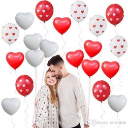 Amor Corazón Globos de látex Corazón Globo impreso Rojo Blanco Boda Globo de helio Día de San Valentín Fiesta de cumpleaños Globos inflables228t