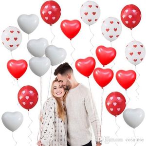 Amour Coeur Ballons En Latex Coeur Imprimé Ballon Rouge Blanc Mariage Hélium Ballon Saint Valentin Fête D'anniversaire Ballons Gonflables249O