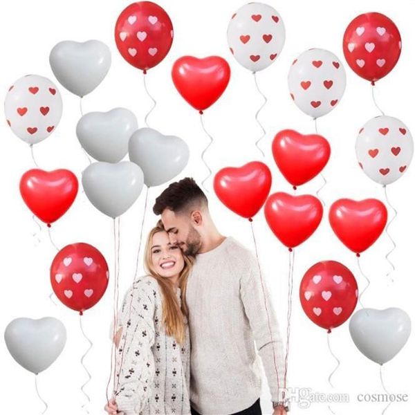 Ballons en latex coeur d'amour ballon imprimé coeur rouge blanc ballon d'hélium de mariage ballons gonflables de fête d'anniversaire de Saint-Valentin186p