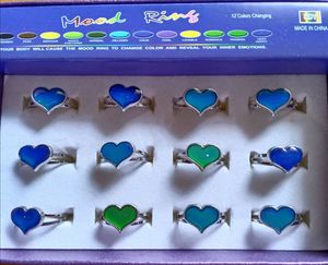 Love Heart Mood Ring Verander kleurringen naar de temperatuur van uw bloedmixformaat 12 stks/doos