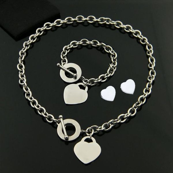 Amour coeur collier bracelet bijoux ensembles designer OT bijoux pour femmes hommes bracelets colliers anniversaire cadeau de Noël mariage 240T