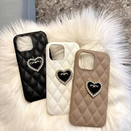 Love Heart Phone Cases Designer pour iPhone 15pro 15 Promax 11 12 13 14 Pro Max 14pro Classic de téléphone portable Diamond Case Luxurys Leather Téléphone
