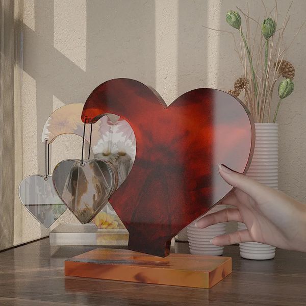 Love Heart Photo Frame DIY Crystal Epoxy Resin Moule Craft Rectangulaire Base Cœur Ornement décoratif Silicone Moule de maison DÉCOR