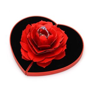 Love Heart Shape Voorstel Trouwring Display Houder Doos Sieraden Opbergkoffer Voorstel Box Ring Case Box Display Storage Case