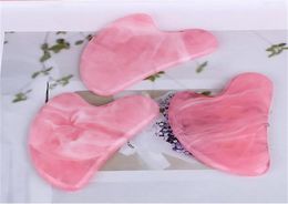Liefde hartvorm kwaliteit roze Rozenkwarts roze Jade Guasha Board Natuursteen Schraper Chinese Gua Sha pad DHLa37 a064018487