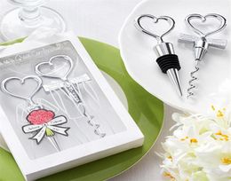 Love Heart Shape Wine Curkencrew Bottle Opener Stopper Sets Wedding Souvenirs Gasten Geschenkfeest Voorkeur Giveaways Giveaways Gift EEA1968916688