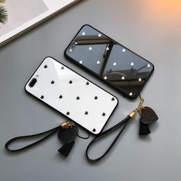 Correas para teléfono móvil con borla de corazón de amor, cordón antipérdida para teléfono móvil, cuerda de cuero PU para muñeca, funda para teléfono móvil, llavero de moda