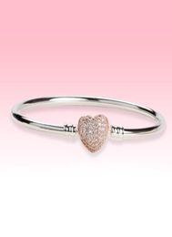 Love Hearts Fermoir Mariage Bracelet Bracelet Femmes Cadeau bijoux avec boîte originale pour 925 Stelring Argent CZ Diamant Bracelets8542531