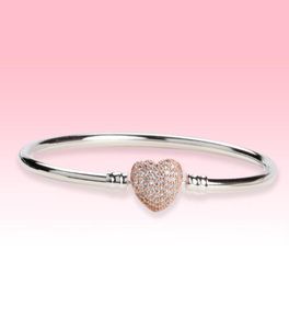 Love Hearts Clasp Wedding Brangle Bracelet Femmes Bijoux Cadeau avec boîte d'origine pour 925 Bracelets en diamant Silver CZ Stelring CZ3754403
