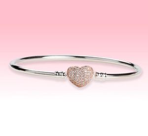 Love Hearts Fermoir Mariage Bracelet Bracelet Femmes Cadeau bijoux avec boîte originale pour 925 Stelring Argent CZ Diamant Bracelets9547314