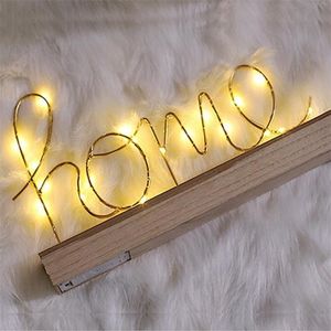 Love Home Letters ornamenten met LED -lamp Home Decoratieve houten beeldjes voor slaapkamer ambachtelijke kinderen kerstcadeau y201020