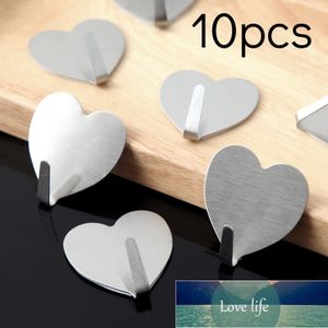 Love hook eenvoudige creatieve haak roestvrijstalen decoratieve haak handdoekenrek muur opknoping zelfklevende 10pcs / set