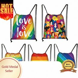 Love Is Love Rainbow Backpacks LGBT GAY LESBIAN DROWSTRING SAG MAN AND FEMMES BACKPACK DAB DAB RAINBOW SAGS DE Rangement Unicorn Gift T1SG #