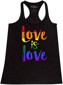 Love is Love Mujeres Racerback Gay Pride Tank Tops Slim FIT Moda Mujeres Top Camiseta Tank Top Love Graphic Camisa sin mangas Casual Top Vest