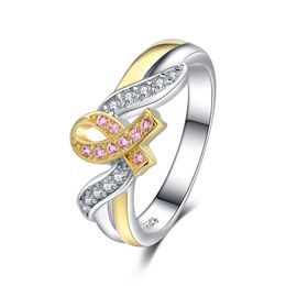 Love Knot Band Anneaux Rose Crystal Pave Bands avec HOPE Wrtings