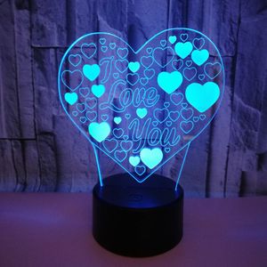 Luces Led de noche Love, coloridas, 3D, pequeño toque, Control remoto, atmósfera Visual, lámpara de mesa, regalo de Navidad y San Valentín