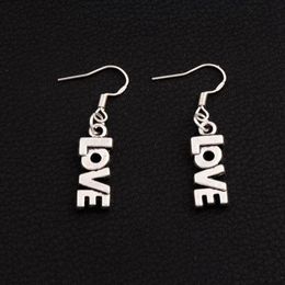 Boucles d'oreilles lettre d'amour 925 crochet d'oreille de poisson en argent 50 paires lot lustre en argent Antique E921 7 8x38mm220C