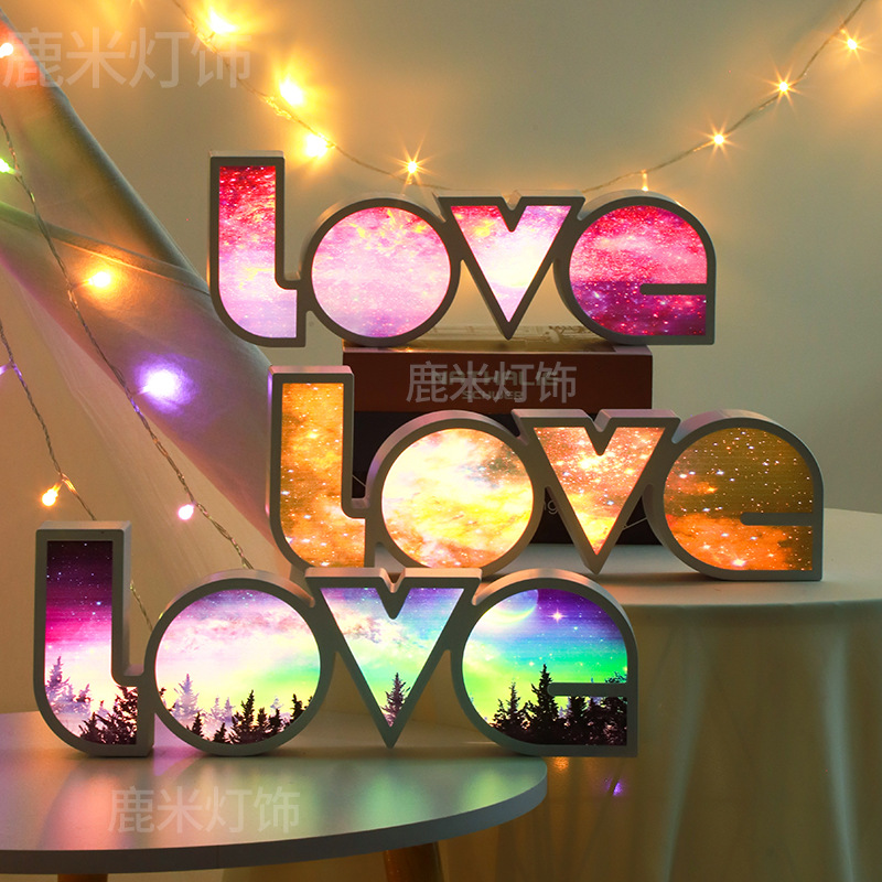 LETTRE D'AMOUR BOX BOX ROMMANTIVE ROMMANDE SALLE DE Valentin LED LED DÉCORATIVE LETURE LETURE DE NIGHT