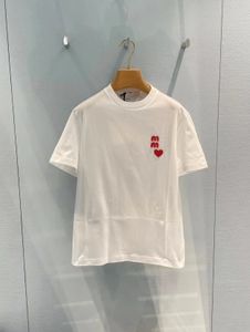 Liefdesbrief Patch Borduren T-shirt Zomermode Veelzijdige katoenen T-shirt met ronde hals en korte mouwen