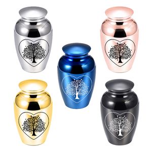 Love Life Tree Patroon Hangdwang Urn Cremation Urns Begrafenis Memorial Kist voor Human Pet Ashes Roestvrij staal Keepsake Jar Women Men Sieraden Gift