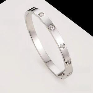 Love Luxe Armband Staal Titanium Rose Goud Paararmband met 10 Diamanten Armband Mode-sieraden Valentijnsdag Geschenk Witte Versie zonder Gravure