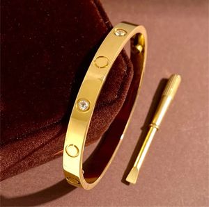 Bracelet de créateur de luxe Love, bracelet en or 18 carats, or rose et argent, bijoux pour hommes et femmes, bijoux en titane 316L de haute qualité