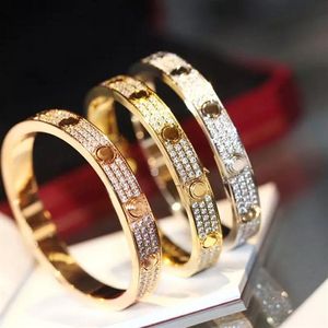 Liefde luxe designer armband Tennis armband vrouwen roestvrij staal rose goud paar diamanten mode-sieraden in de hand Valentijnsdag2687