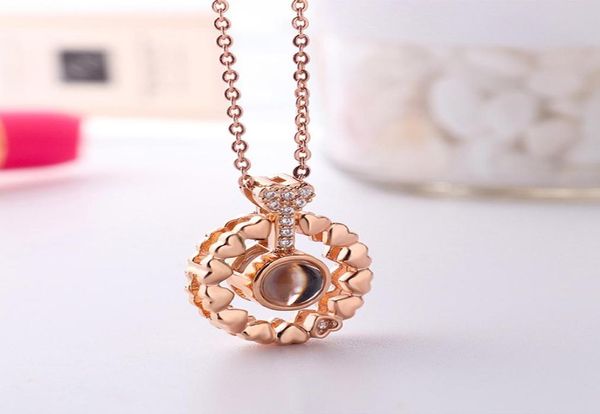 Love Memory Nom Custom Projection Collier Rose Gold 100 Langues Je t'aime Choker Femmes Personnalisés Jewelry Friendship Cade1616411