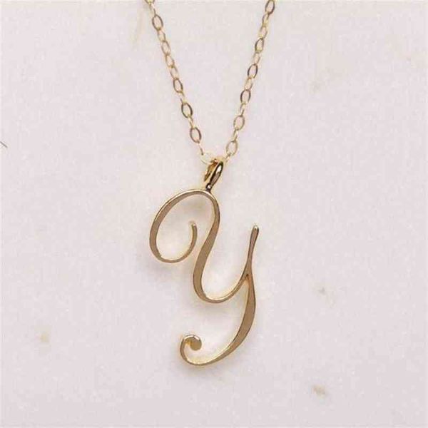 amor Mamá Nombre cursivo -Y Alfabeto inglés oro plata Amigo de la familia Letras Signo Palabra Cadena Collares Pequeña letra inicial colgante 278m