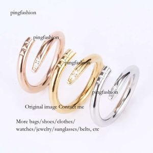 LOVE Nail Ring Designer Bijoux pour les femmes Men Men Crystal Titanium Steel Alloy Sier Rose Gold-plaquée Accessoires de mode jamais Fade en Ping