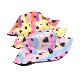 Amour motif imprimé seau chapeau cravate-teinture hommes et femmes été couleur correspondant bassin casquette mode Simple décontracté Panama Bob chapeaux