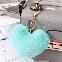 Love Peach Heart Plush Key Chain Decoration paar Lazy Rabbit Hair Ball Pendant Bag Auto -accessoires Groothandel