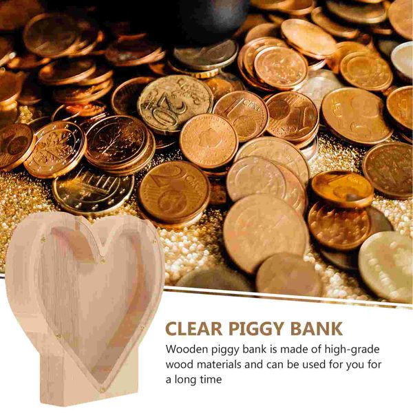 Love Piggy Bank Carta Bank-Wood Regalo niños Divertidos Bancos innecesarios Bancos para adultos Caja de dinero ahorrador