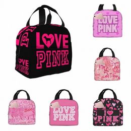 Amour rose noir portable sac à lunch isolé fourre-tout étanche sacs à bento fourre-tout pour les femmes boîte à lunch pour le travail école pique-nique R5y4 #
