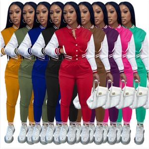 Femmes Survêtements Deux Pièces Ensemble Designer Automne Baseball Uniforme Vestes Joggers Pantalon Varsity Costumes