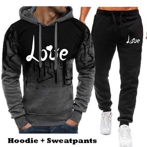 LOVE imprimé mode sweat à capuche hommes sweat et pantalon de survêtement survêtement jeunesse Jogging costumes S-4XL 240306