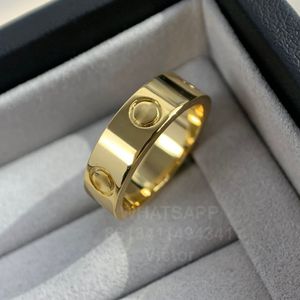 Love Ring 5,5 mm Gold Ploated T0p Woman Designer paar Ring Maat 6789 Man Hoogste Teller kwaliteit sieraden voor voortreffelijk geschenk met doos 008