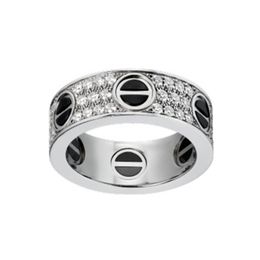 Love Ring 5,5 mm Sterling Silver Black Agate met diamanten voor vrouwelijke ontwerper voor man T0p kwaliteit officiële reproducties luxe premium geschenken met doos premium cadeau 015