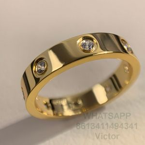 Liefdesring 8 diamanten 3,6 mm V goud 18K materiaal zal nooit vervagen smalle ring luxe merk officiële reproducties met tegendoos paar ringen