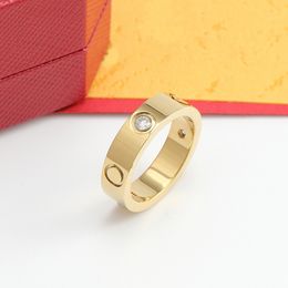 Love Ring Designer 18K Rose Silver 4mm 5mm 6mm Steel Classic Couple Rings For Women Heren Wedding Gifts